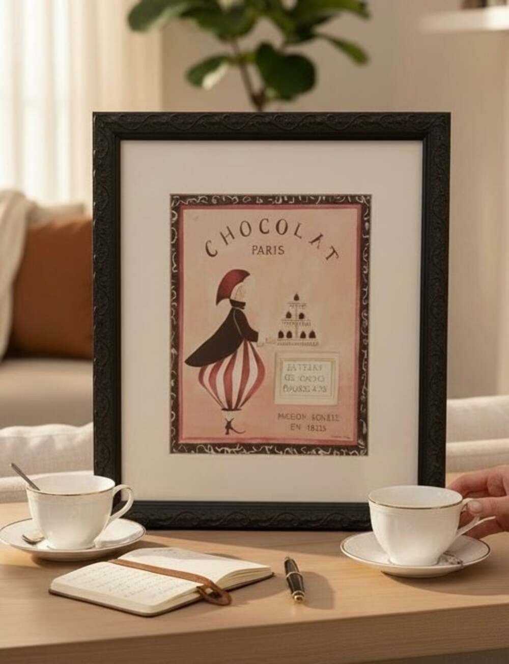 12x14 Vintage Framed Chocolat Paris Maison Fondée Art Print